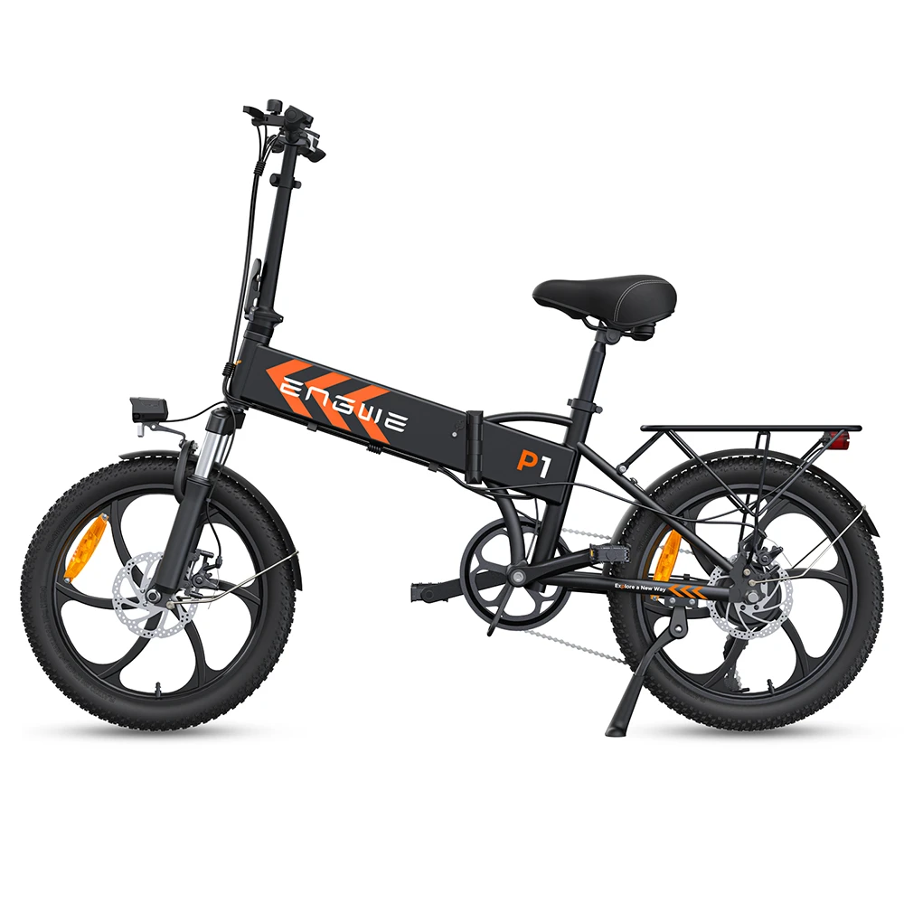 ENGWE P1 20*1.95 inch Folding Electric Bike, 250W Motor 36V 12.5Ah Battery 25km/h Max Speed, Dual Disc Brake IPX5 Waterproof  - Black