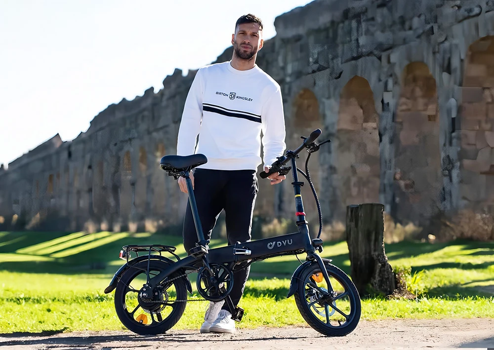 DYU A1F Pro Folding Electric Bike, 250W Motor, 36V 7.5Ah Battery, 16*1.75-inch Tire, 25km/h Max Speed, 40km Max Range, Front & Rear Disc Brakes, LCD Display