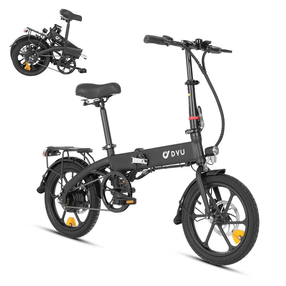 DYU A1F Pro Folding Electric Bike, 250W Motor, 36V 7.5Ah Battery, 16*1.75-inch Tire, 25km/h Max Speed, 40km Max Range, Front & Rear Disc Brakes, LCD Display