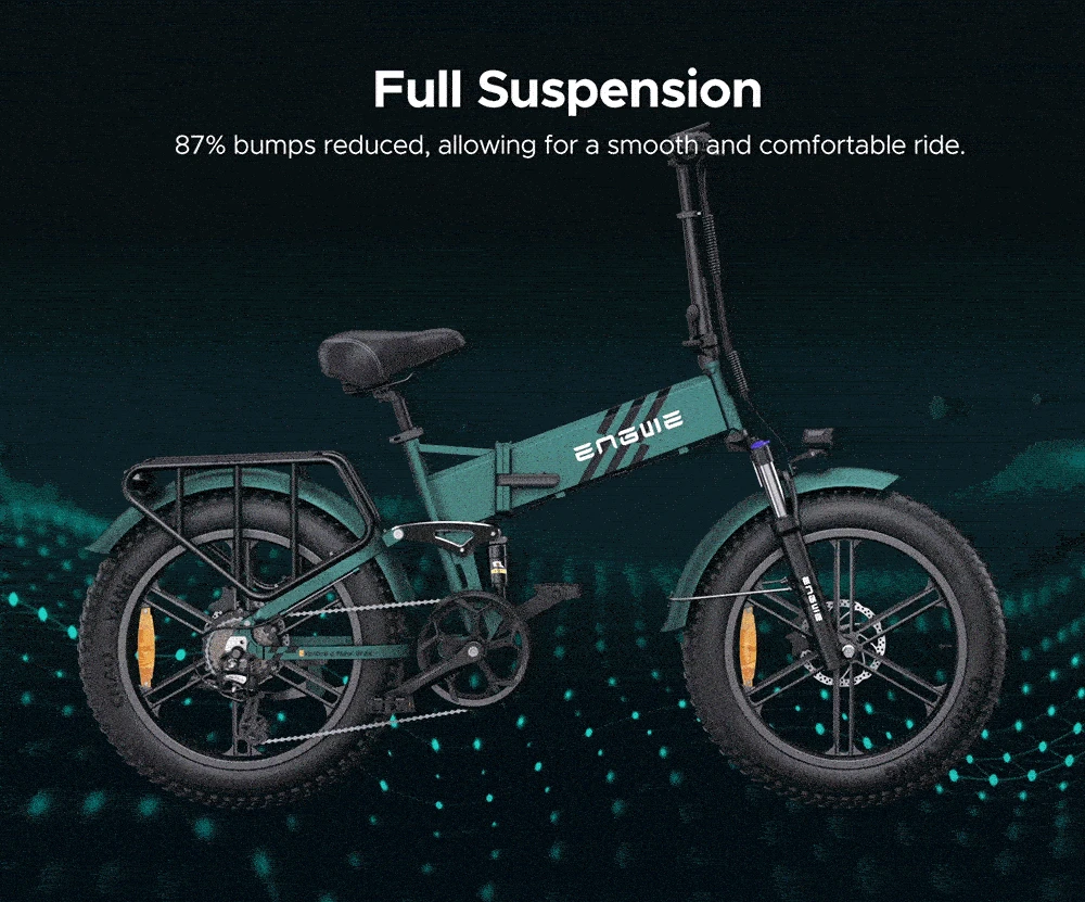 ENGWE ENGINE Pro 2.0 Folding Electric Bike, 20*4.0 Inch Fat Tire, 75Nm Torque, 52V 16Ah Battery, 25km/h Max Speed, 100km Range, Shimano 8-speed, Hydraulic Disc Brakes, Full Suspension - Blue