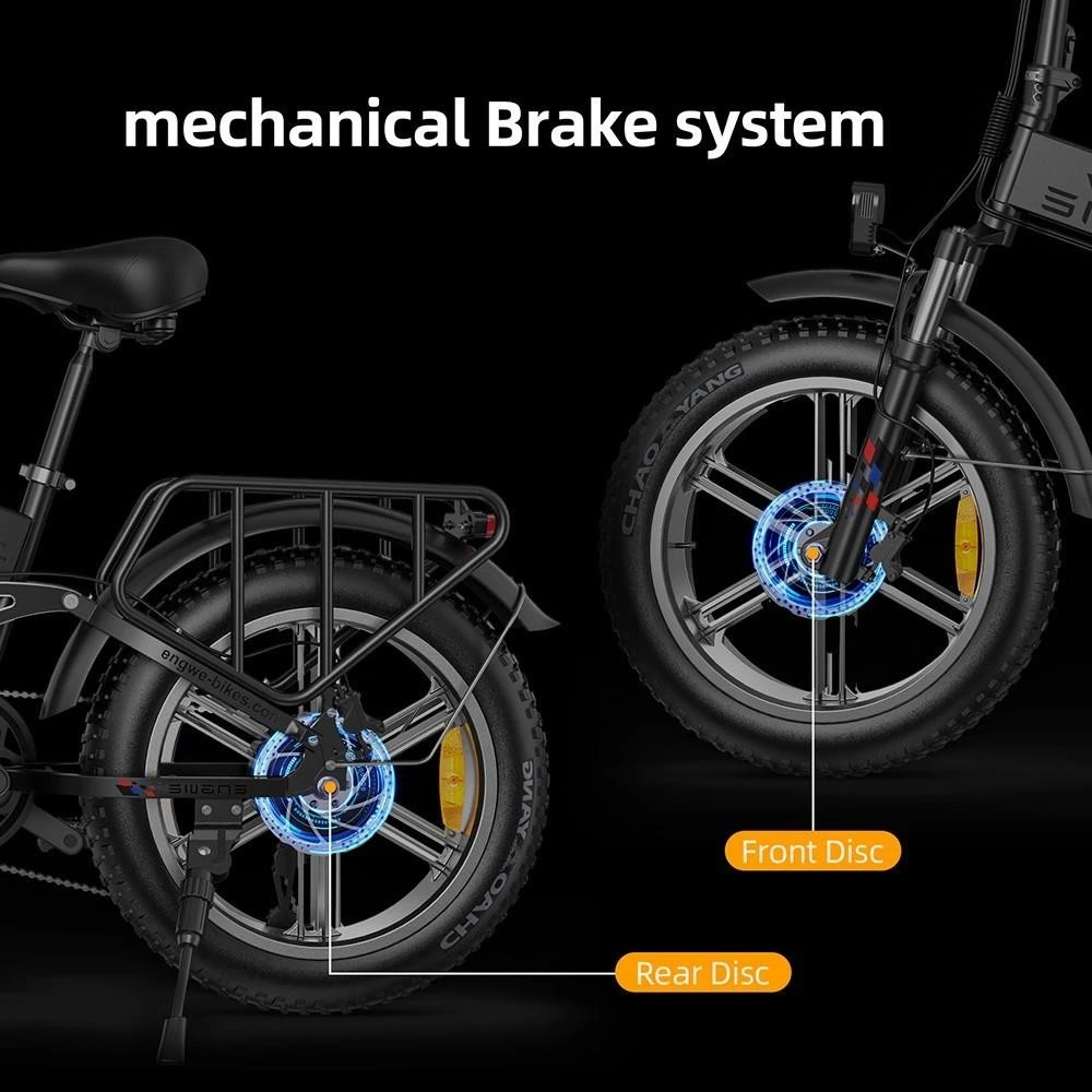 ENGWE X Folding Electric Bike 20*4.0 Inch Chaoyang Off-Road Fat Tires 250W Motor E-Bike 48V 13Ah Battery 25Km/h Max Speed 100KM Range Dual Disc Brake 150KG Max Load - Red