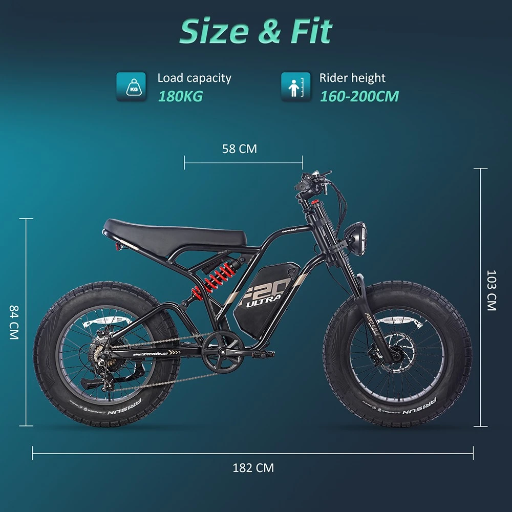 FAFREES F20 ULTRA Electric Bike, 750W Motor, 48V 25Ah Battery, 20*5-inch Fat Tires, 25km/h Max Speed, 80-100km Range, SHIMANO 7 Speed, Mechanical Disc Brakes - Grey