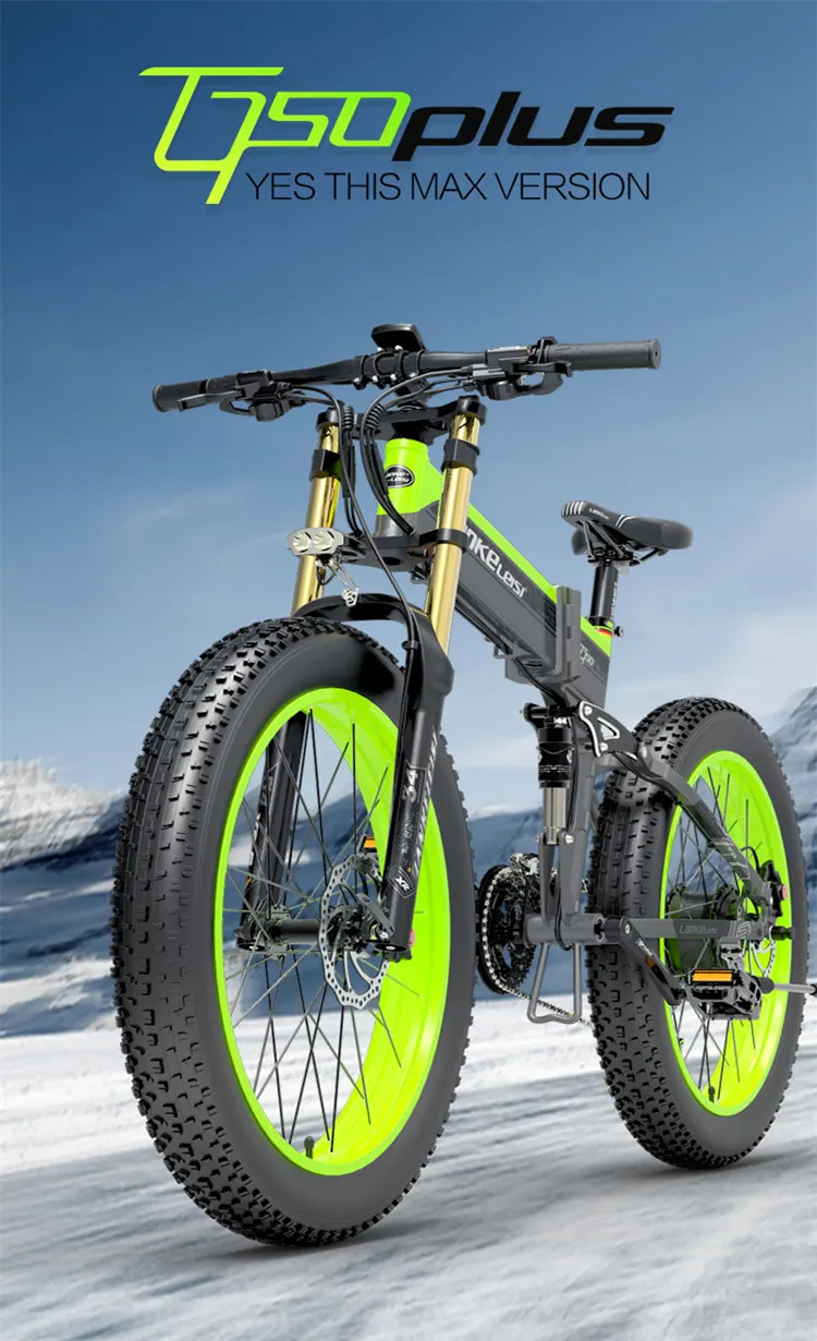 LANKELEISI XT750PLUS 1000W electric bicycle 48v 17.5ah 26 inch folding fat tire electric bike 27 speed mountain bike